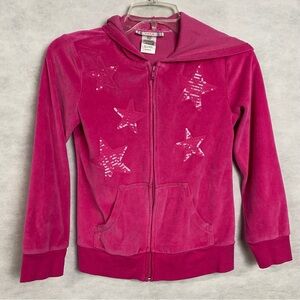 Piper Girls 10/12 Jacket Fleece Pink Stars Hooded Full Zip